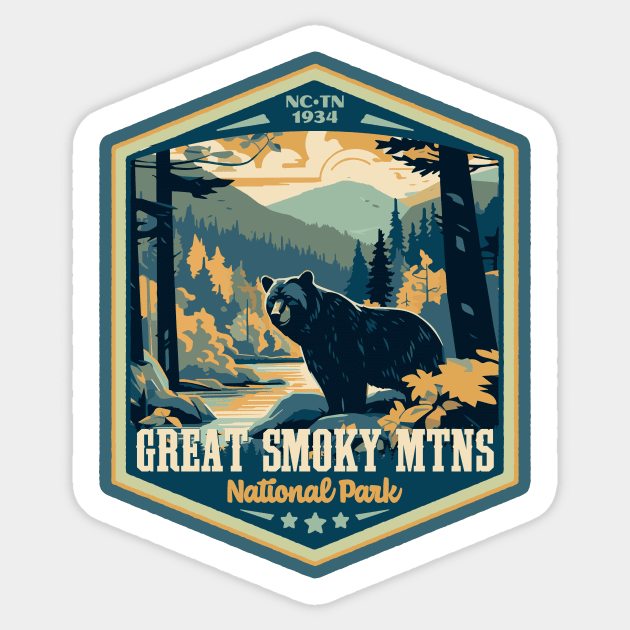 Great Smoky Mountains National Park Vintage WPA Style National Parks Art Sticker by GIANTSTEPDESIGN